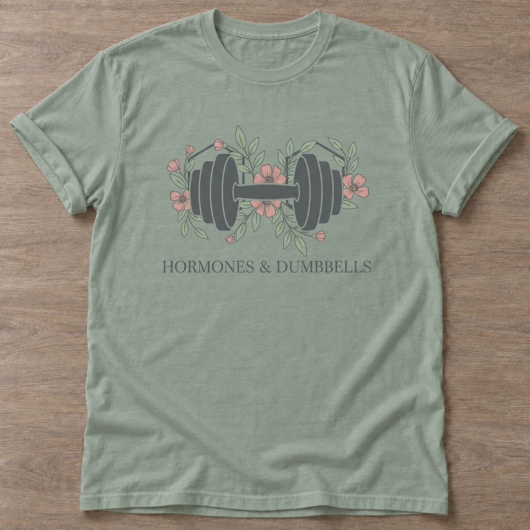 Sage Floral Grind T-shirt — floral strength design, for women who train