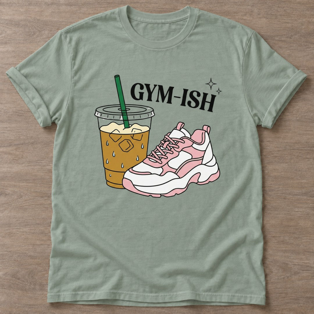 Sage Almost Athletic T-shirt — funny gym slogan, for women who train and laugh about it