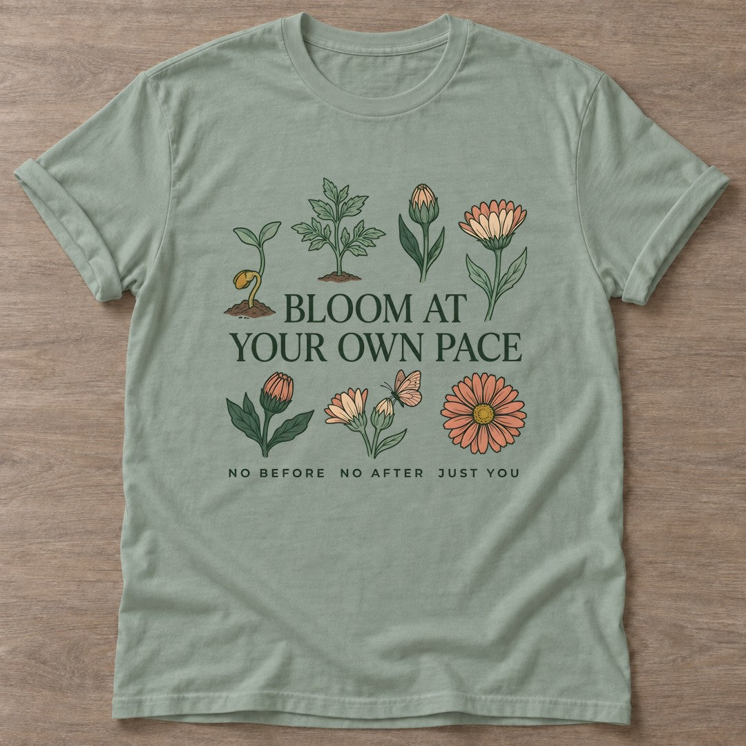 Sage Own Pace T-shirt — motivational slogan design, for women who train