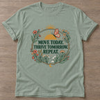 Sage Rise And Flourish T-shirt — growth mindset design, for women building a habit