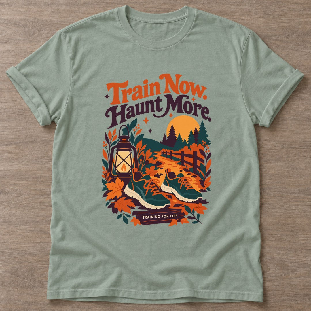Sage Autumn Hustle T-shirt — motivational slogan design, for women who train