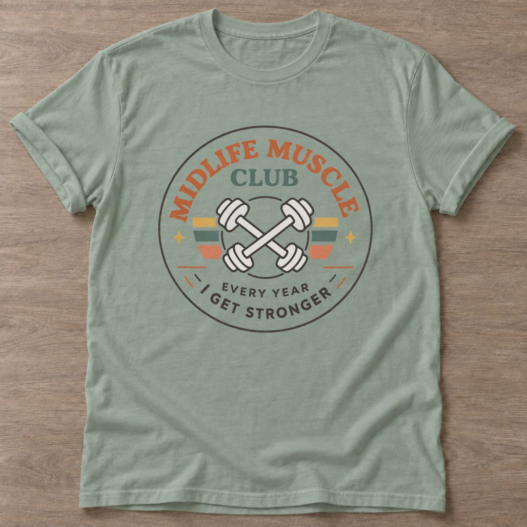 Sage Get Stronger T-shirt — weightlifting design, for women who lift