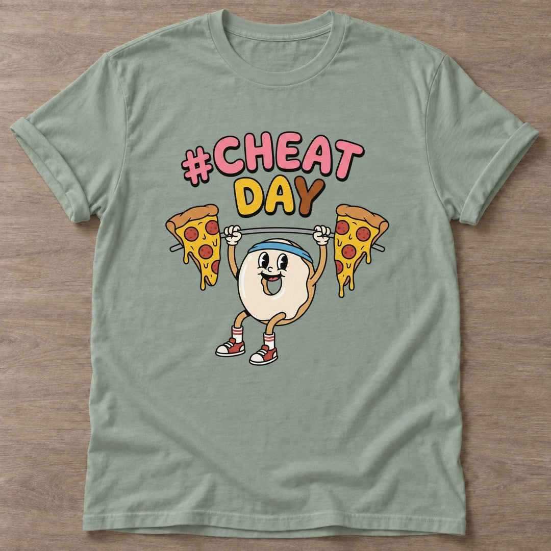 Sage Pizza Lift T-shirt — funny gym slogan, for women who train and laugh about it