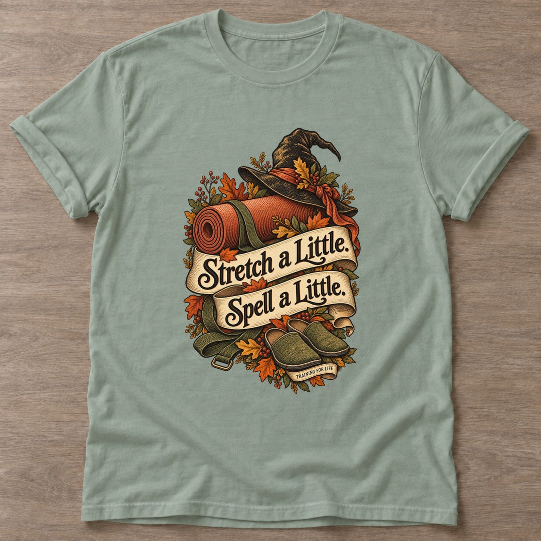 Sage Stretch And Spell T-shirt — rest and recovery design, for women who train
