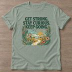 Sage Get Strong T-shirt — weightlifting design, for women who lift