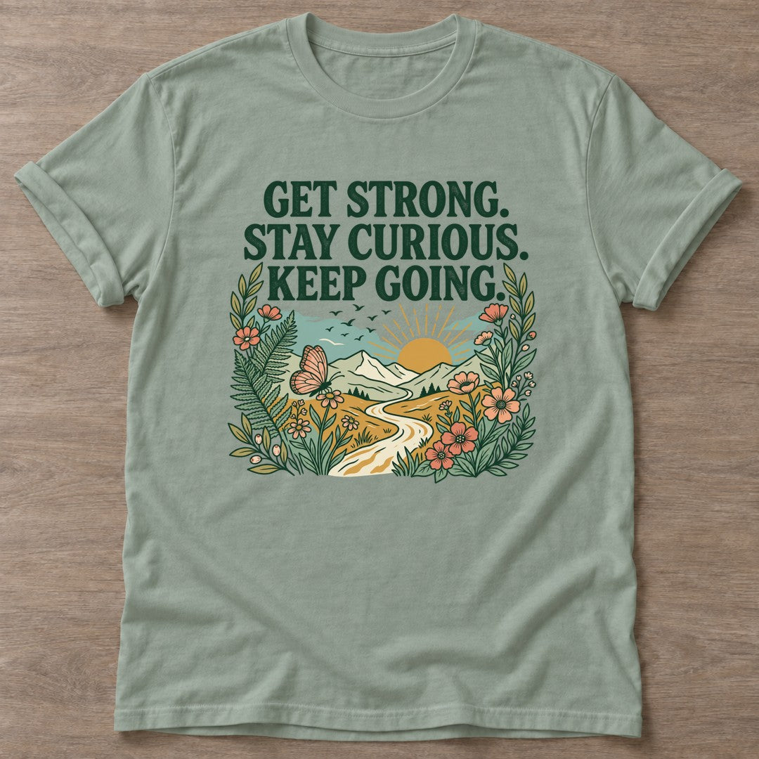 Sage Get Strong T-shirt — weightlifting design, for women who lift