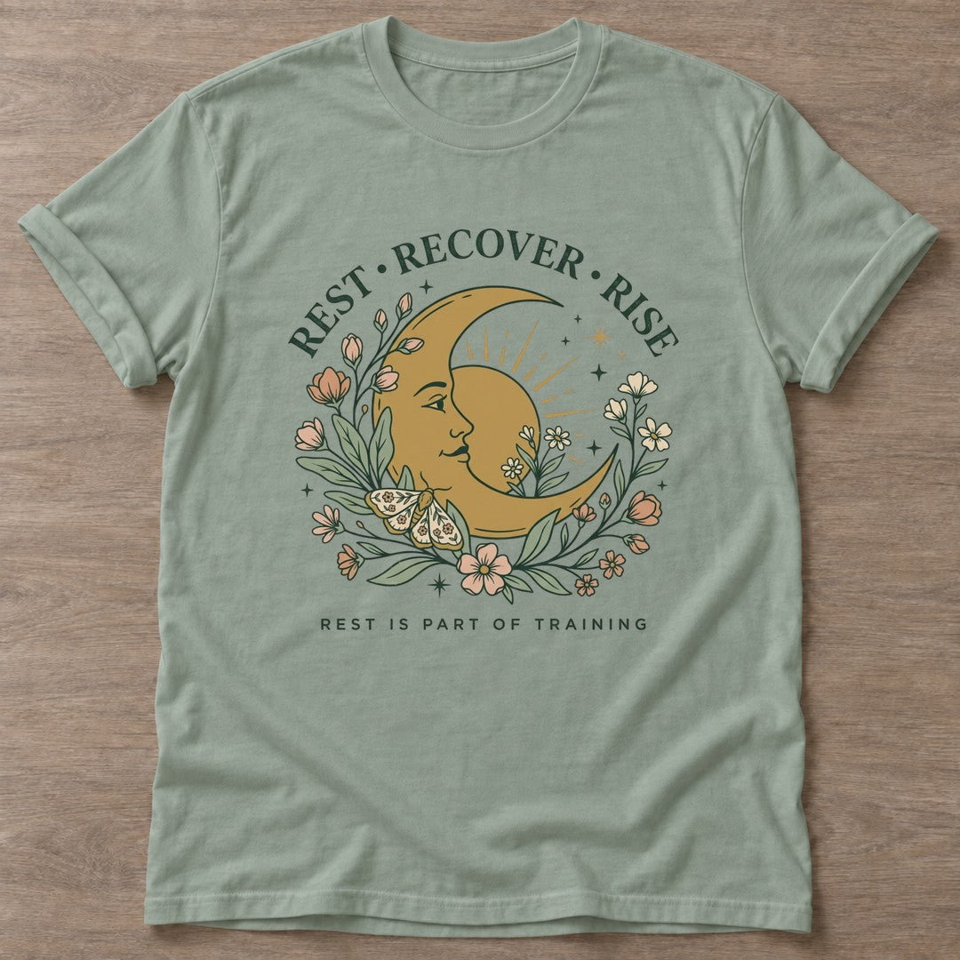 Sage Celestial Recovery T-shirt — rest and recovery design, for women who train