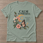 Sage Mindful Bloom T-shirt — floral strength design, for women who train