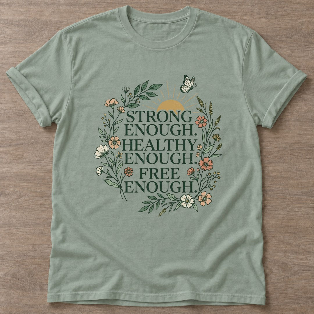 Sage Enough Movement T-shirt — motivational slogan design, for women who train