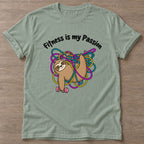 Sage Sloth T-shirt — funny gym slogan, for women who train and laugh about it