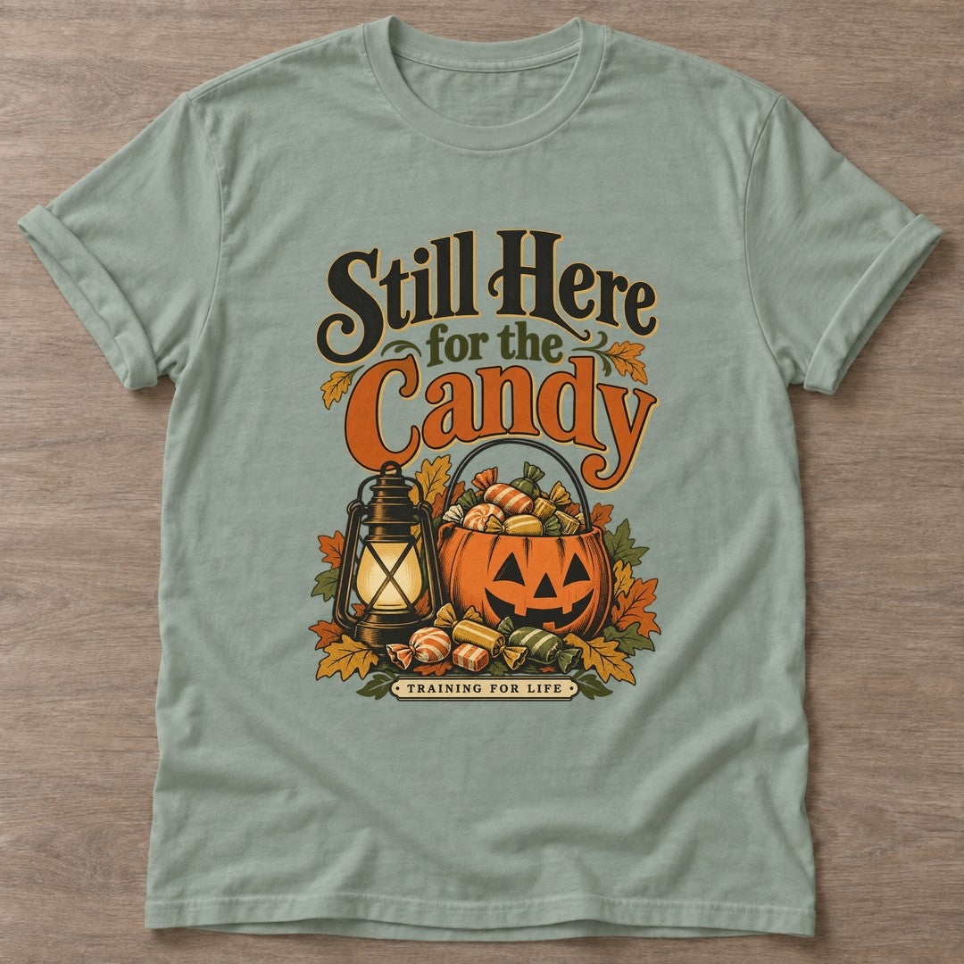 Sage Candy Training T-shirt — funny gym slogan, for women who train and laugh about it
