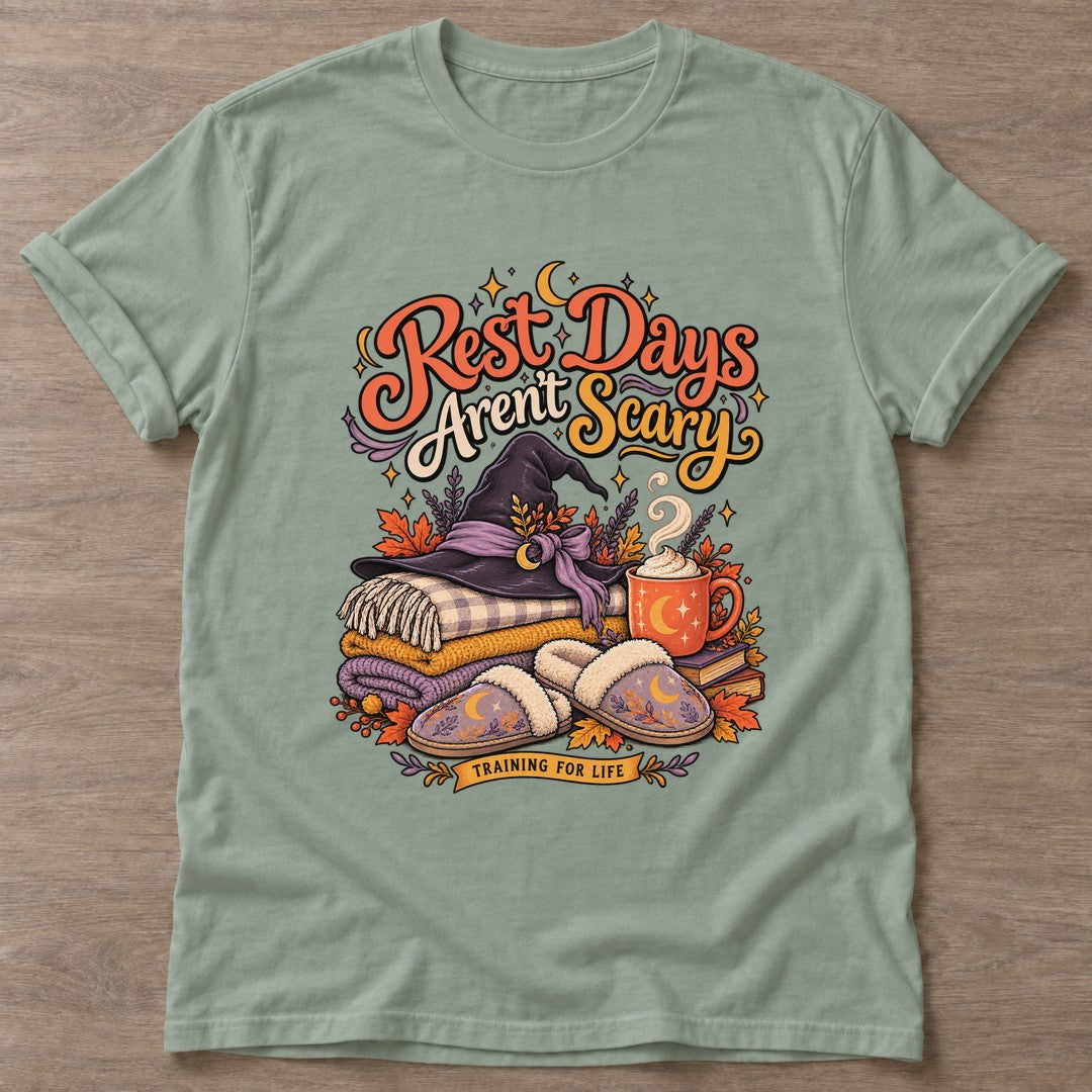 Sage Cozy Witch Era T-shirt — funny gym slogan, for women who train and laugh about it