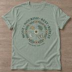 Sage Nourish Repeat T-shirt — rest and recovery design, for women who train