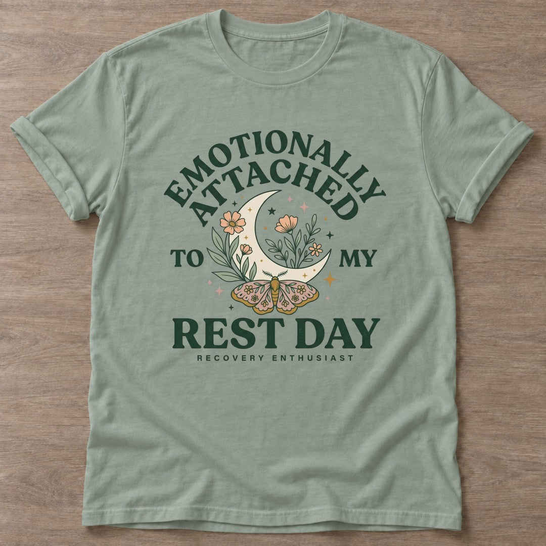 Sage Moth Moon Mood T-shirt — rest and recovery design, for women who train