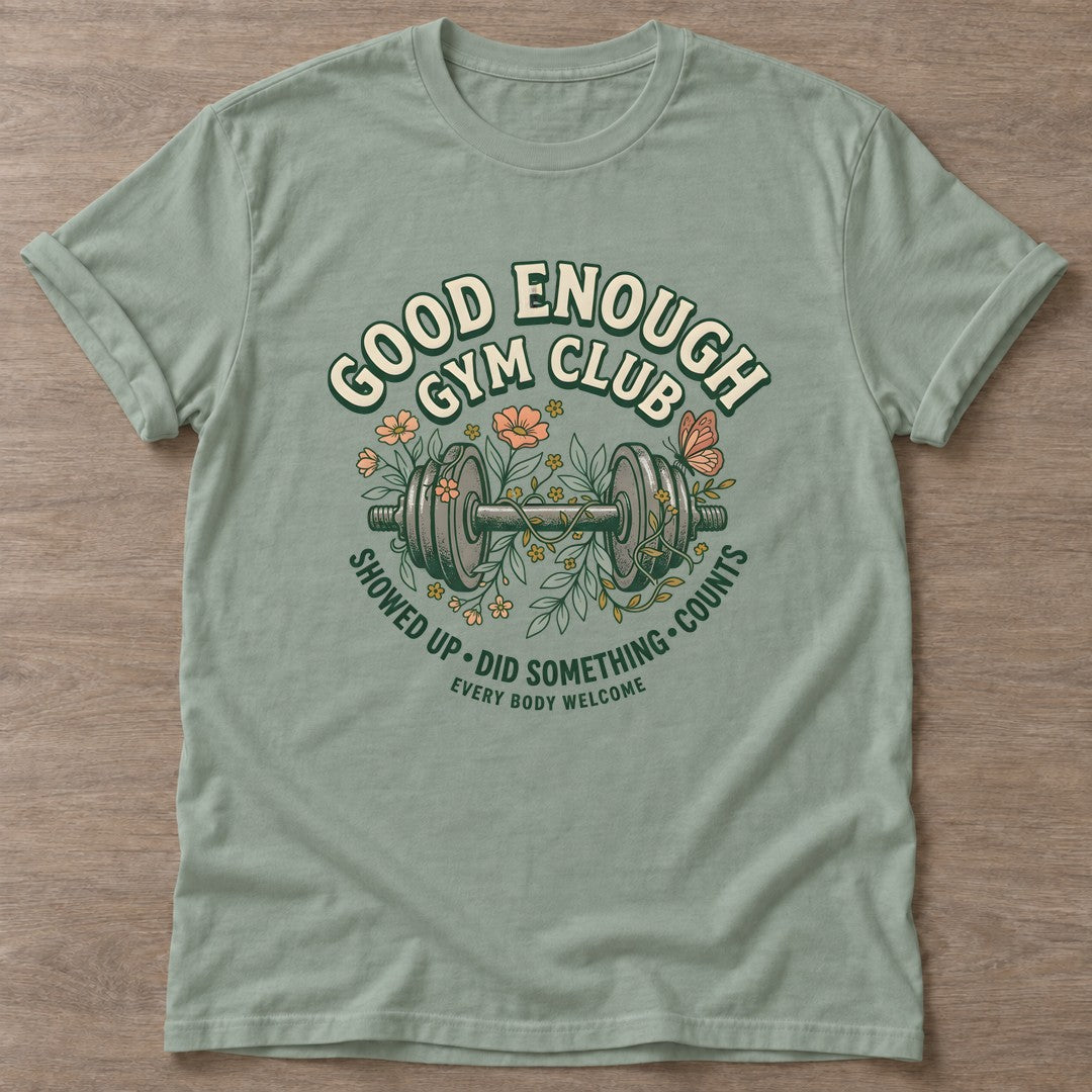 Sage Gym Club T-shirt — gym club design, for women who train together