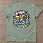 Sage Aggressively Well Rested T-shirt — funny gym slogan, for women who train and laugh about it