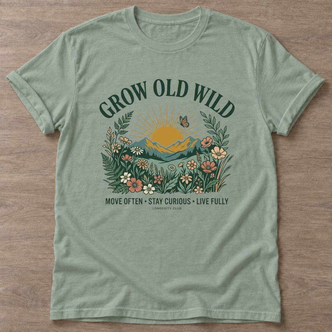 Sage Wild Heart Rising T-shirt — motivational slogan design, for women who train