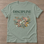 Sage Show Up Bloom T-shirt — floral strength design, for women who train