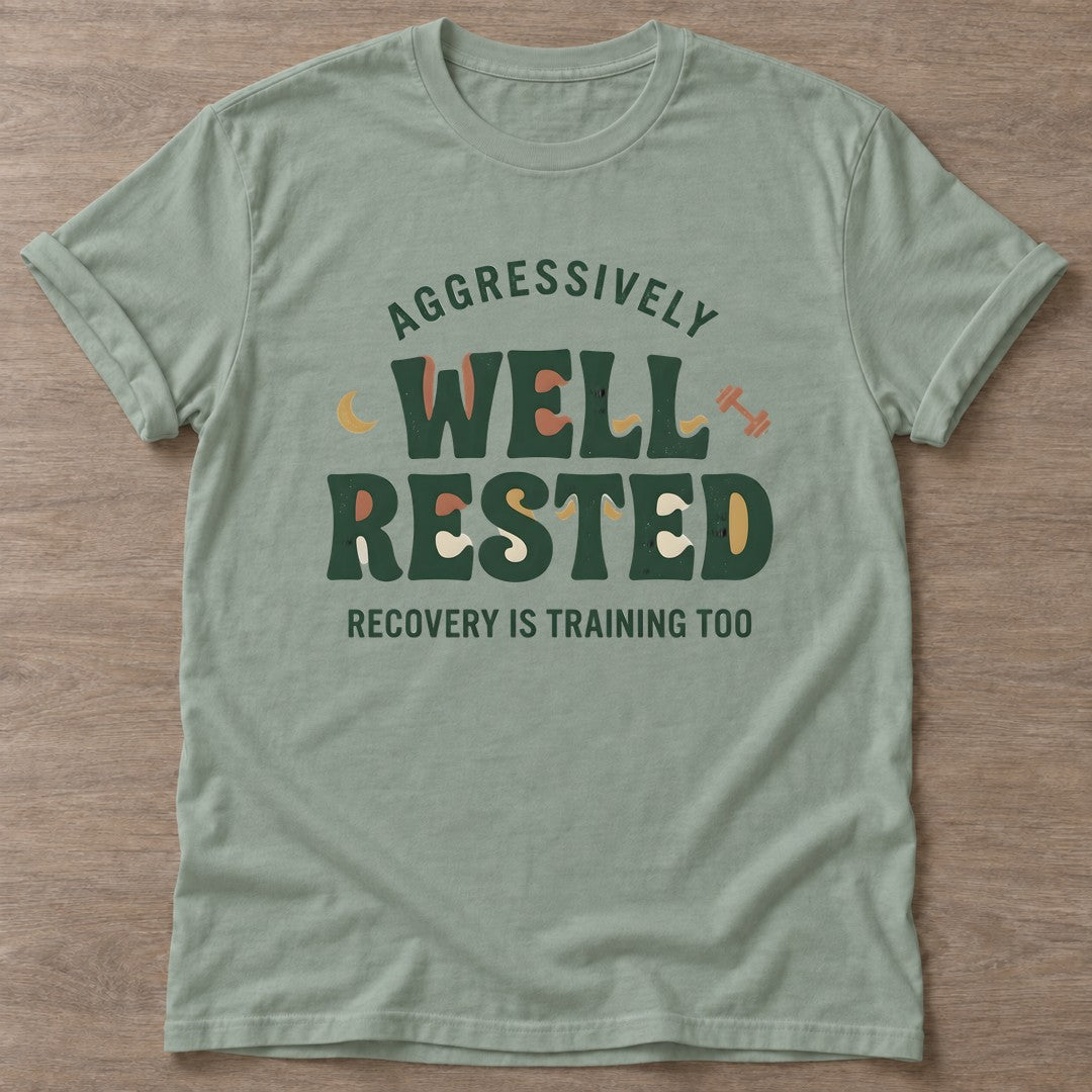 Sage Well Rested Mindset T-shirt — rest and recovery design, for women who train