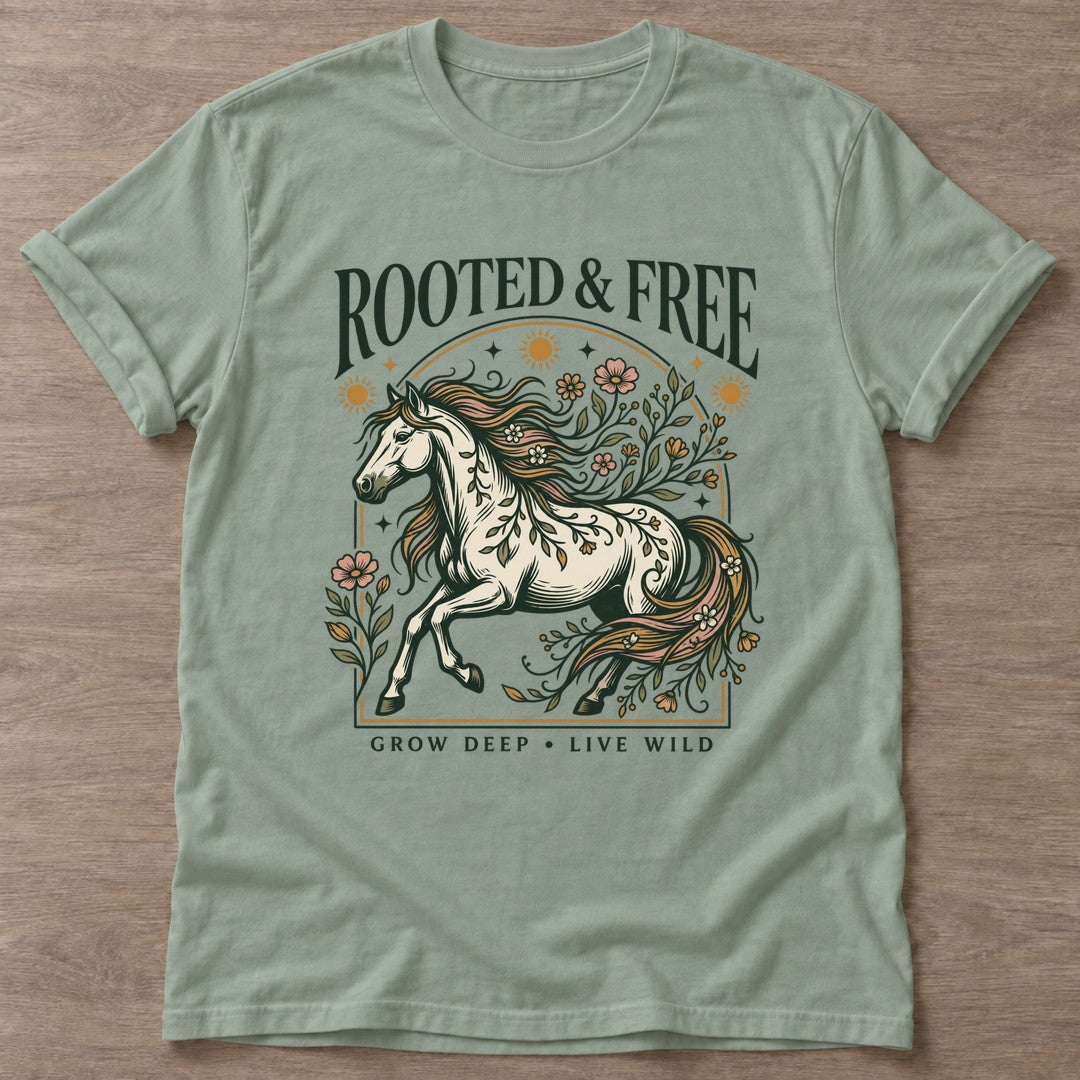 Sage Untamed Bloom T-shirt — floral strength design, for women who train