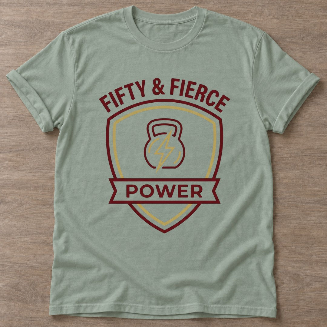 Sage Fierce Power T-shirt — weightlifting design, for women who lift