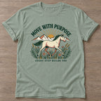 Sage Purpose Rider T-shirt — motivational slogan design, for women who train