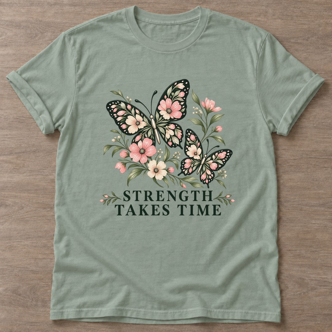 Sage Strength Takes Time T-shirt — longevity training design, for women over 40