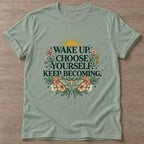 Sage Bloom Intentional T-shirt — floral strength design, for women who train