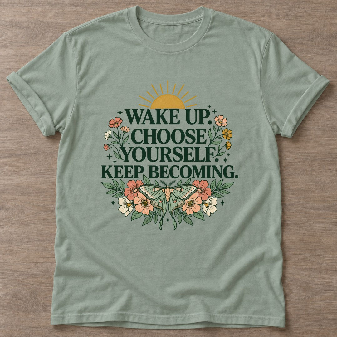 Sage Bloom Intentional T-shirt — floral strength design, for women who train