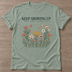 Sage Small Steps Strong T-shirt — motivational slogan design, for women who train