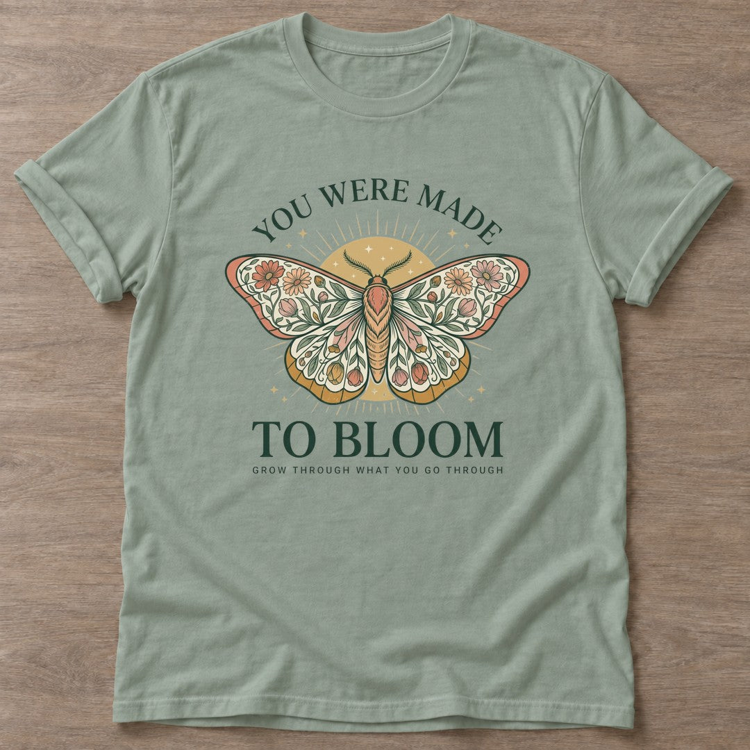 Sage Bloom Through T-shirt — floral strength design, for women who train