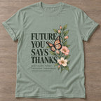 Sage Growth Blooms T-shirt — growth mindset design, for women building a habit