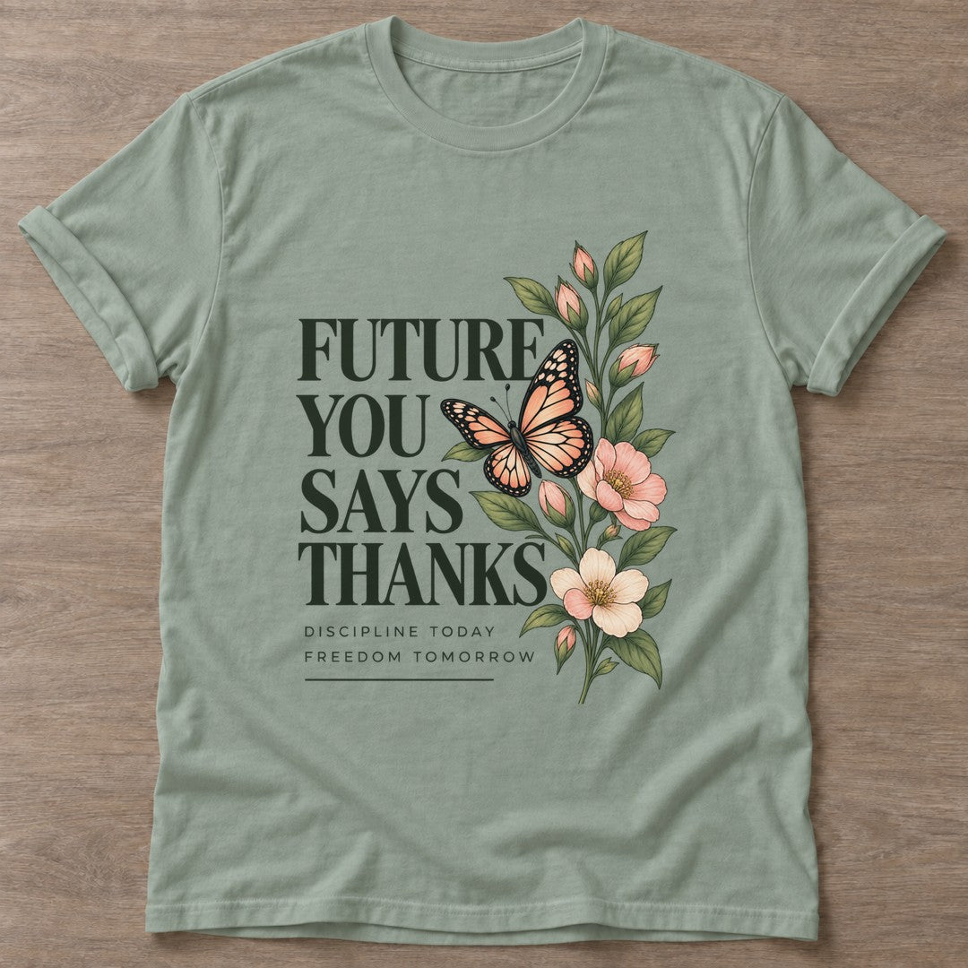 Sage Growth Blooms T-shirt — growth mindset design, for women building a habit