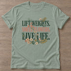 Sage Gym And Bloom T-shirt — floral strength design, for women who train
