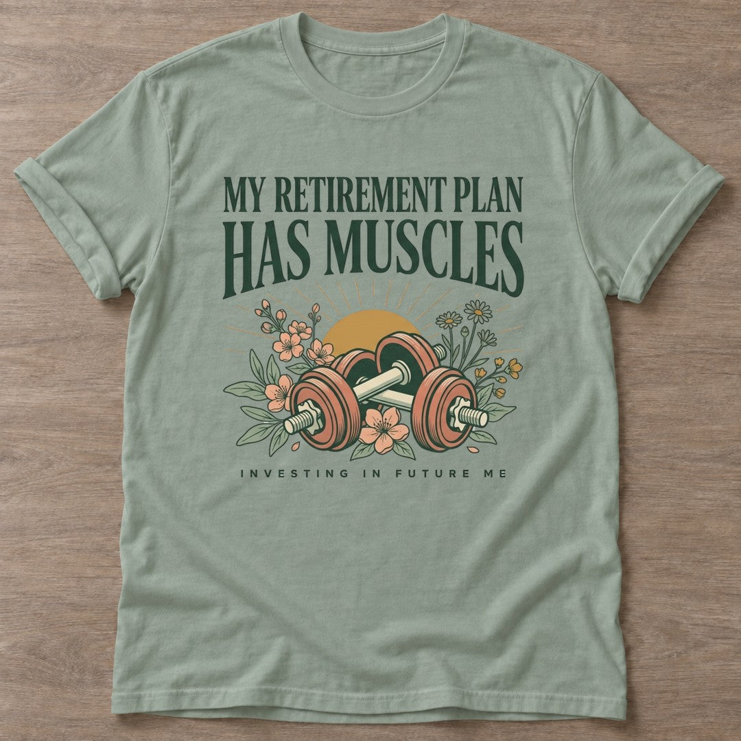 Sage Muscles Over Millions T-shirt — weightlifting design, for women who lift