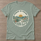 Sage Sunrise Intention T-shirt — motivational slogan design, for women who train