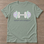 Sage Floral Iron T-shirt — floral strength design, for women who train