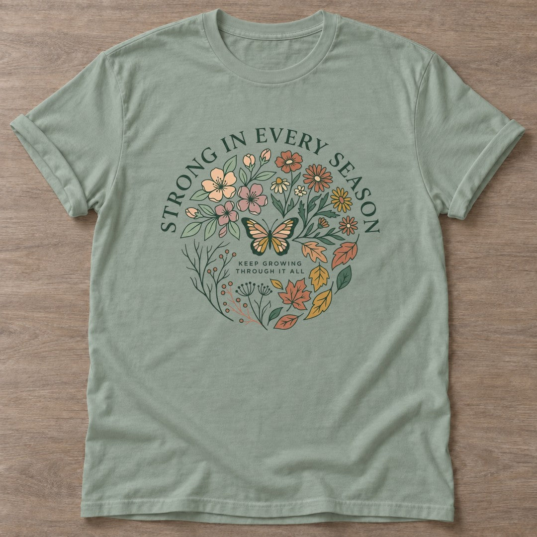 Sage Bloom Resilient T-shirt — floral strength design, for women who train