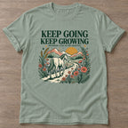 Sage Progress Practice T-shirt — growth mindset design, for women building a habit