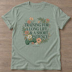 Sage Patience Over Perfection T-shirt — growth mindset design, for women building a habit