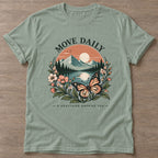 Sage Mountain Bloom T-shirt — floral strength design, for women who train