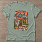 Sage Rest Without Apology T-shirt — rest and recovery design, for women who train