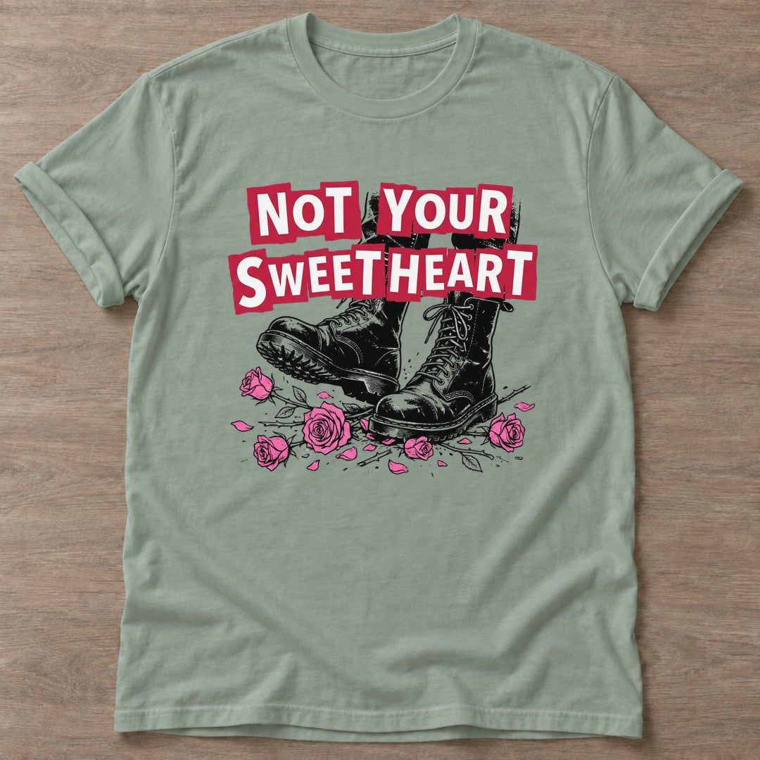 Sage Roses And Boots T-shirt — floral strength design, for women who train