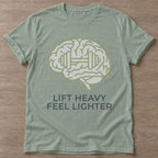 Sage Mind Over Matter T-shirt — motivational slogan design, for women who train