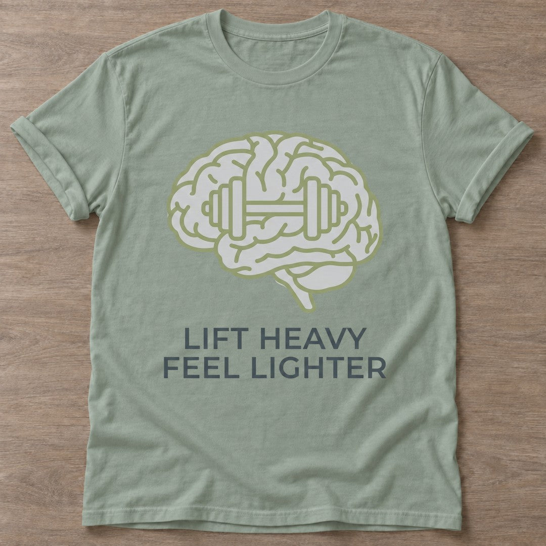 Sage Mind Over Matter T-shirt — motivational slogan design, for women who train