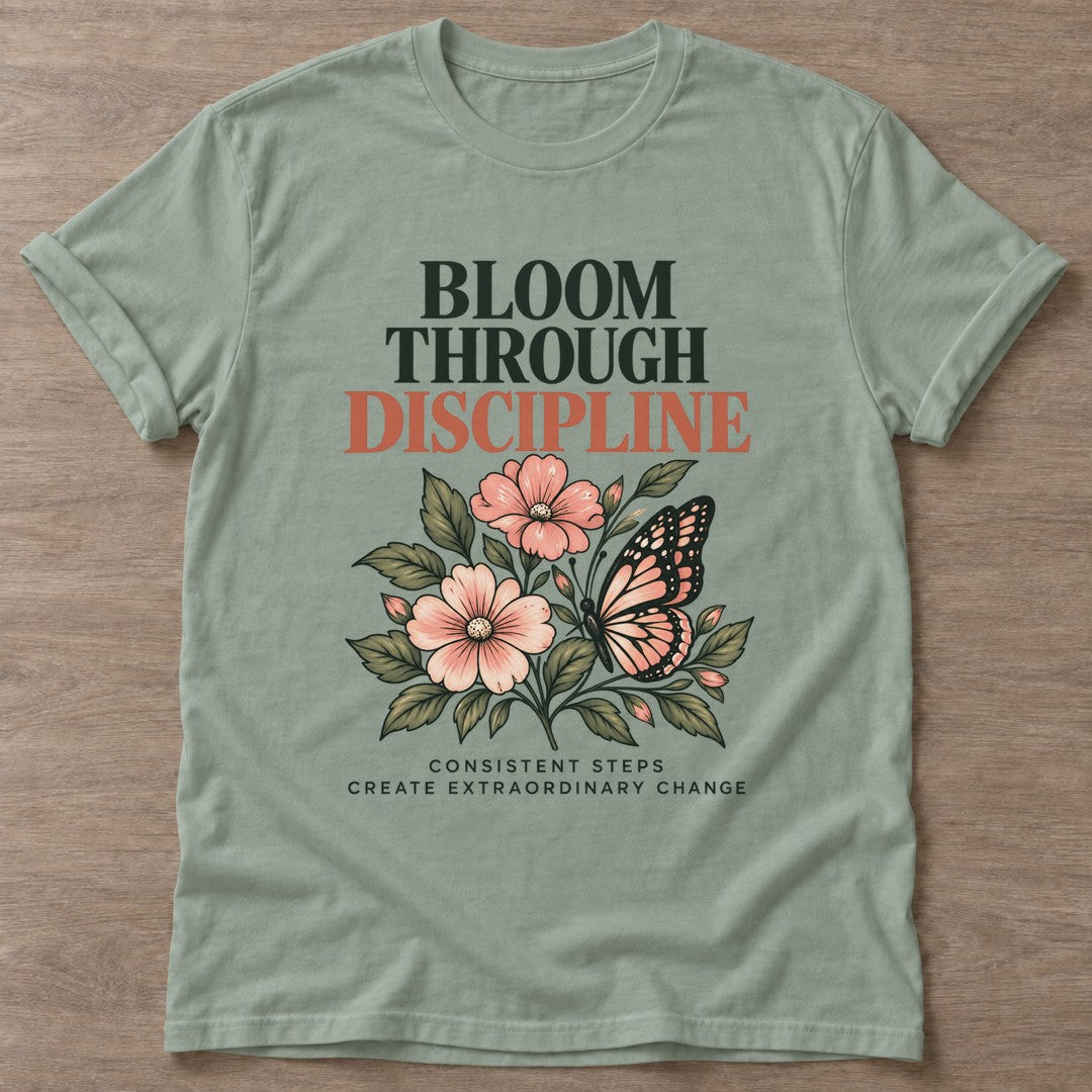 Sage Bloom Daily T-shirt — floral strength design, for women who train