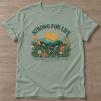 Sage Wildflower Strength T-shirt — floral strength design, for women who train
