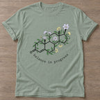 Sage Blooming Chemistry T-shirt — floral strength design, for women who train