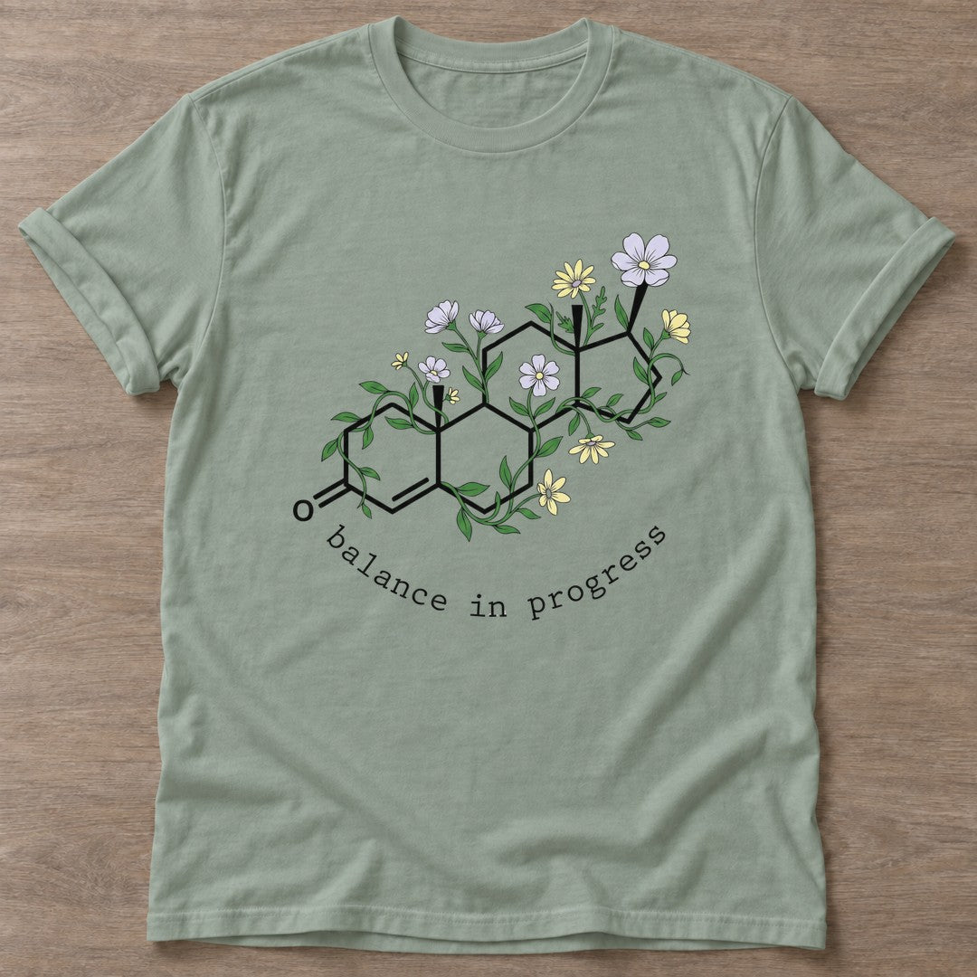 Sage Blooming Chemistry T-shirt — floral strength design, for women who train