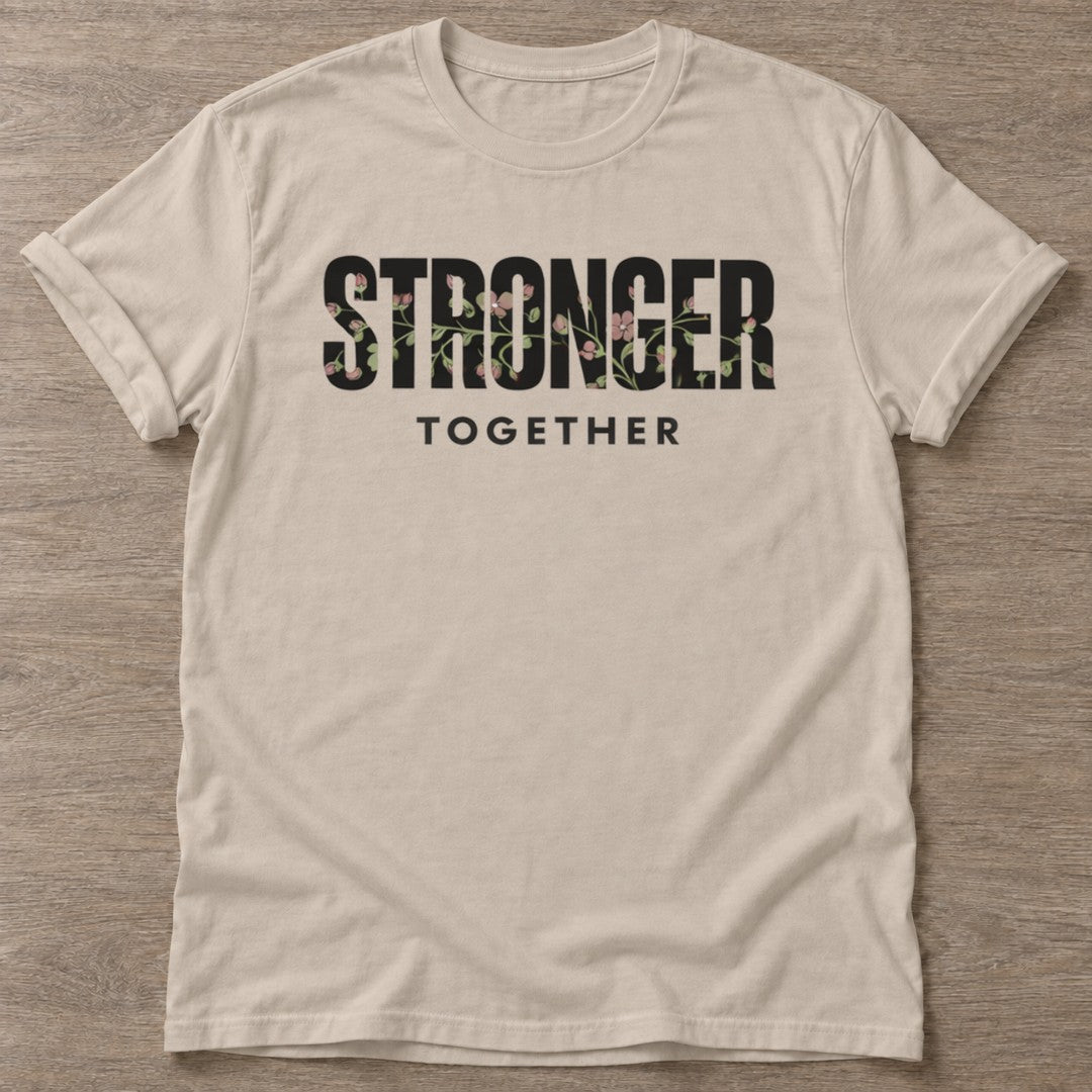 Sand Blooming Strength T-shirt — floral strength design, for women who train